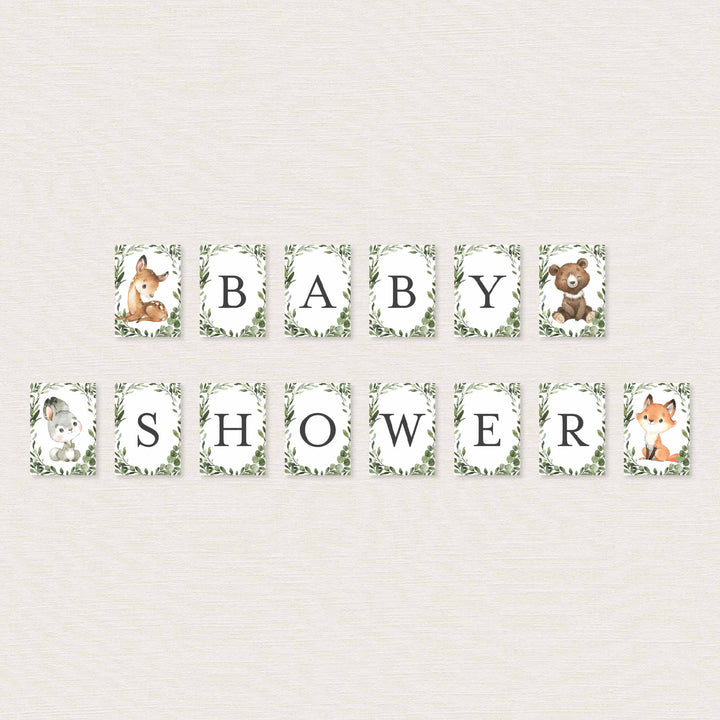 Baby Woodland Baby Shower Party Banner Printable