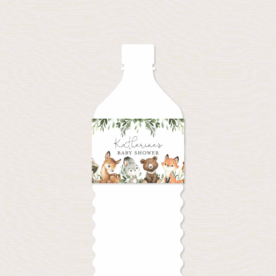 Baby Woodland Baby Shower Water Bottle Label Printable