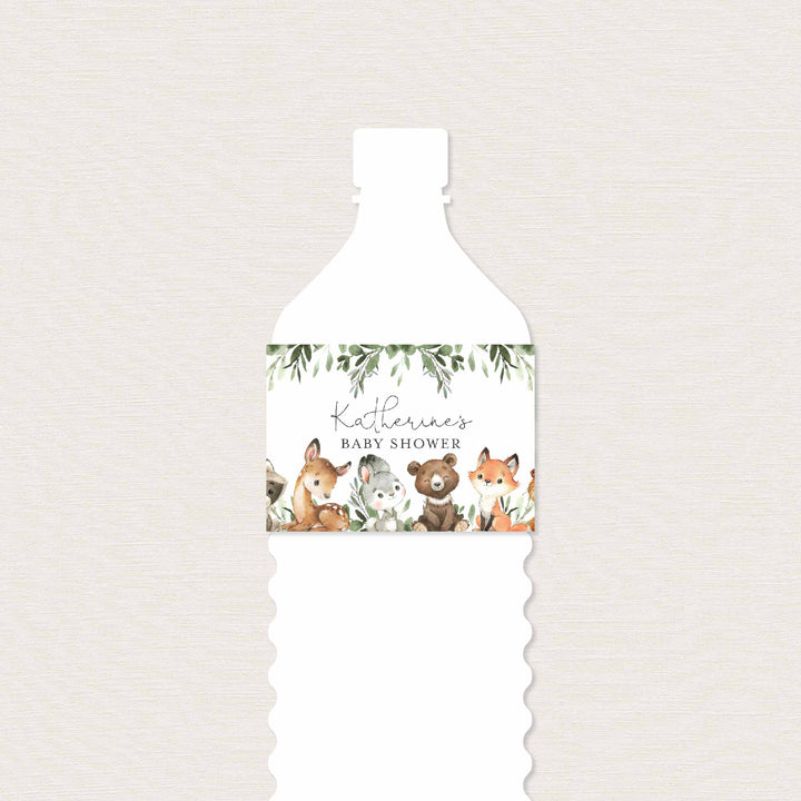Baby Woodland Baby Shower Water Bottle Label Printable