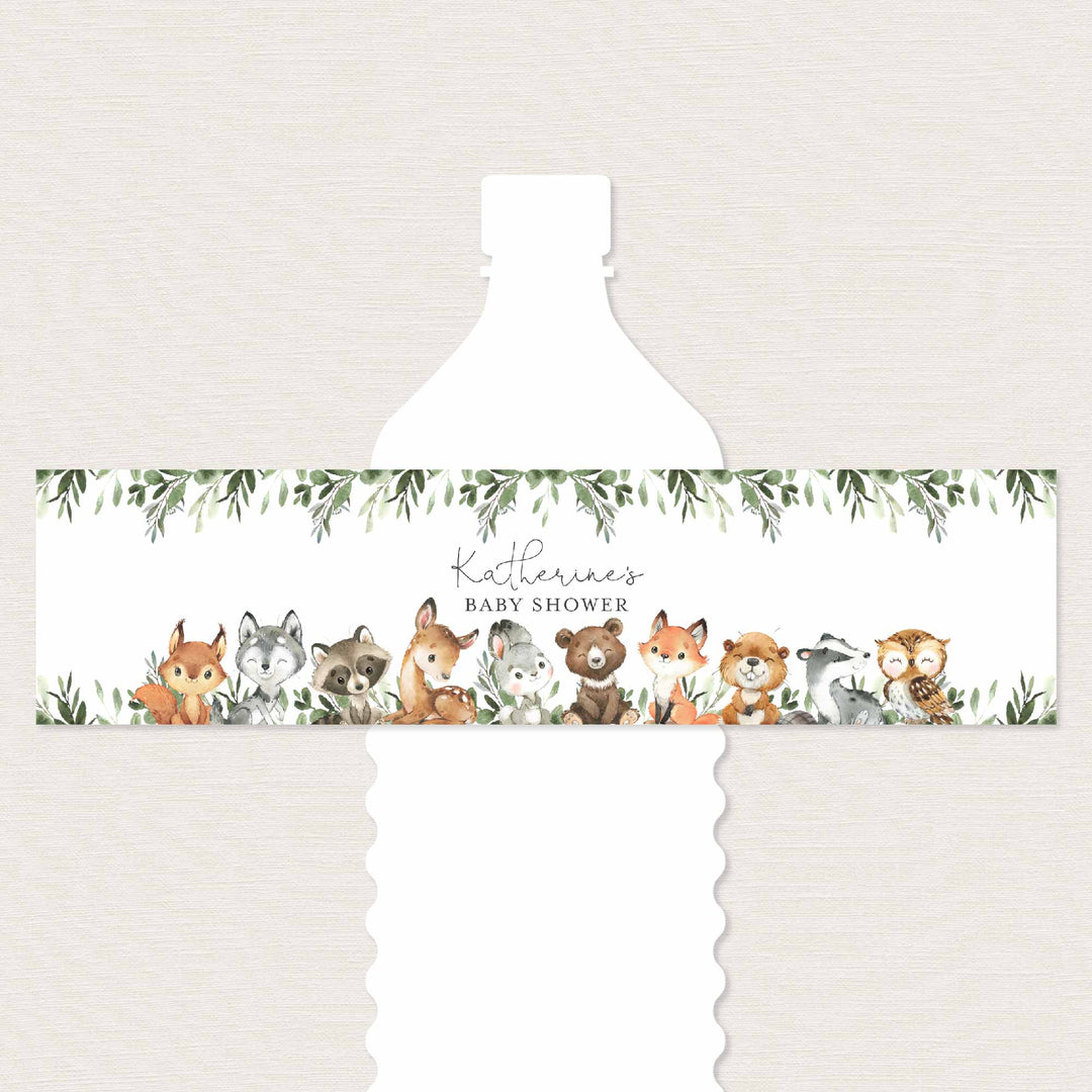 Baby Woodland Baby Shower Water Bottle Label Printable