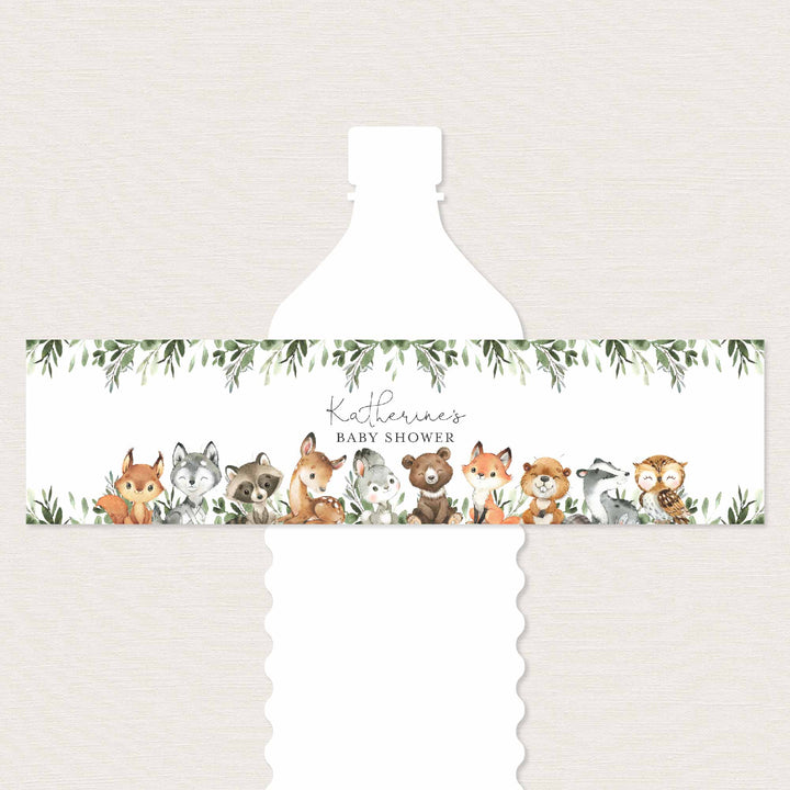 Baby Woodland Baby Shower Water Bottle Label Printable