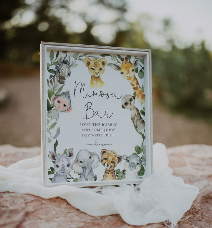 Little Safari Baby Shower Mimosa Bar Sign Printable