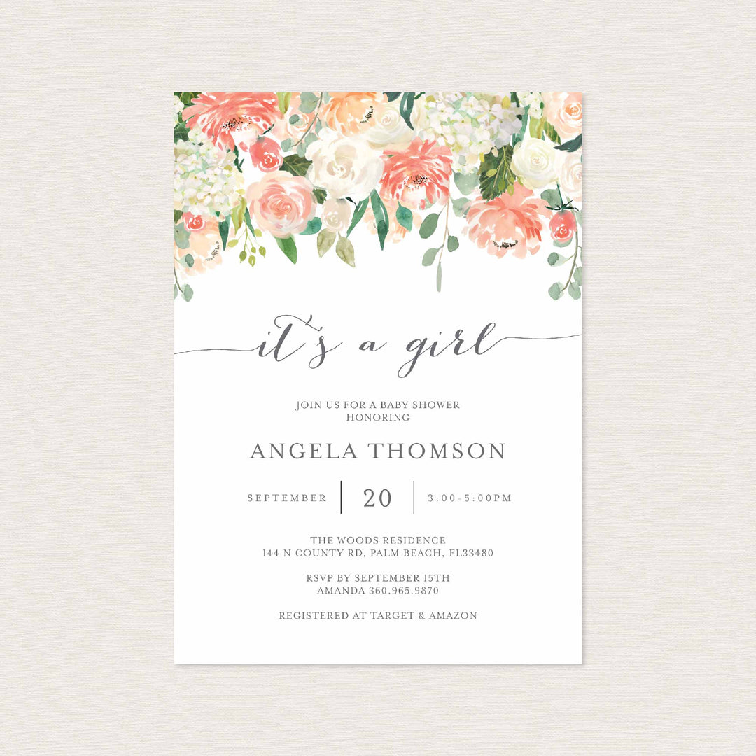 Peach and Cream Baby Shower Invitation Printable