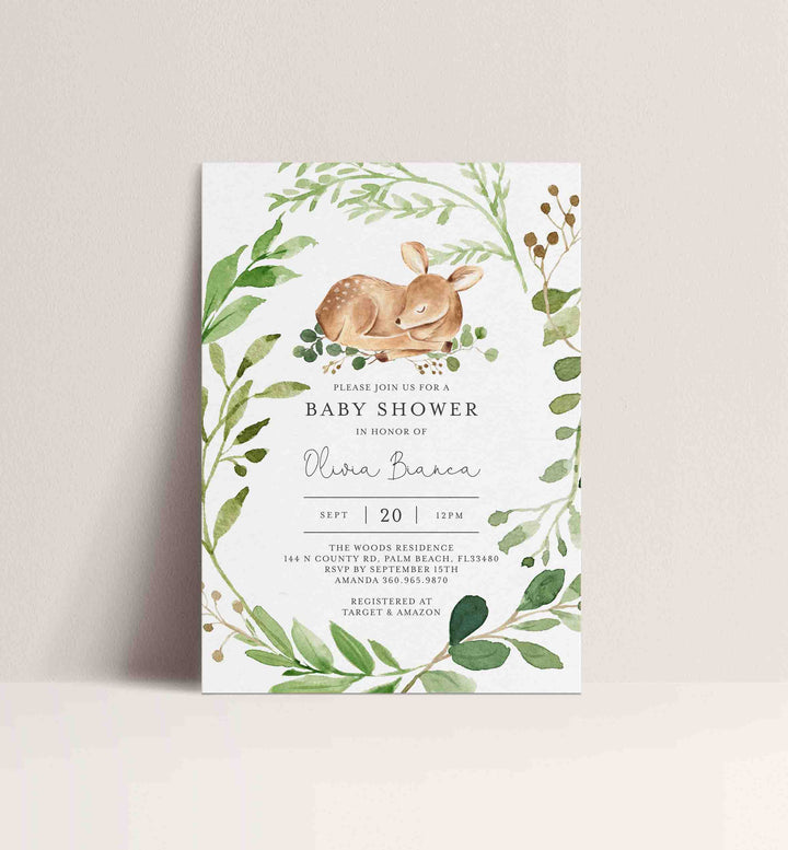 Baby Deer Baby Shower Invitation Printable