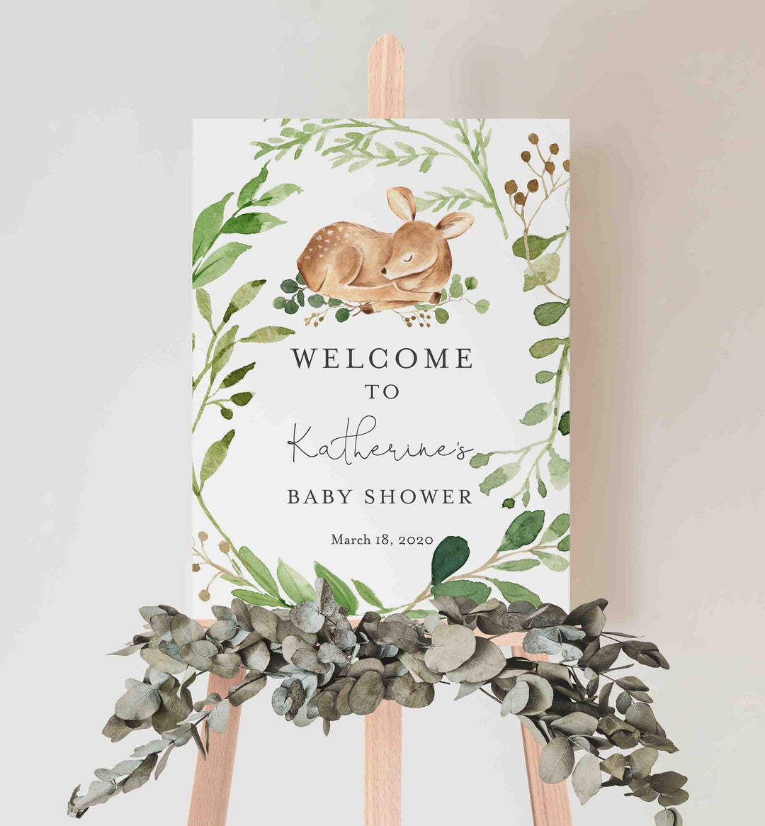 Baby Deer Baby Shower Welcome Sign Printable