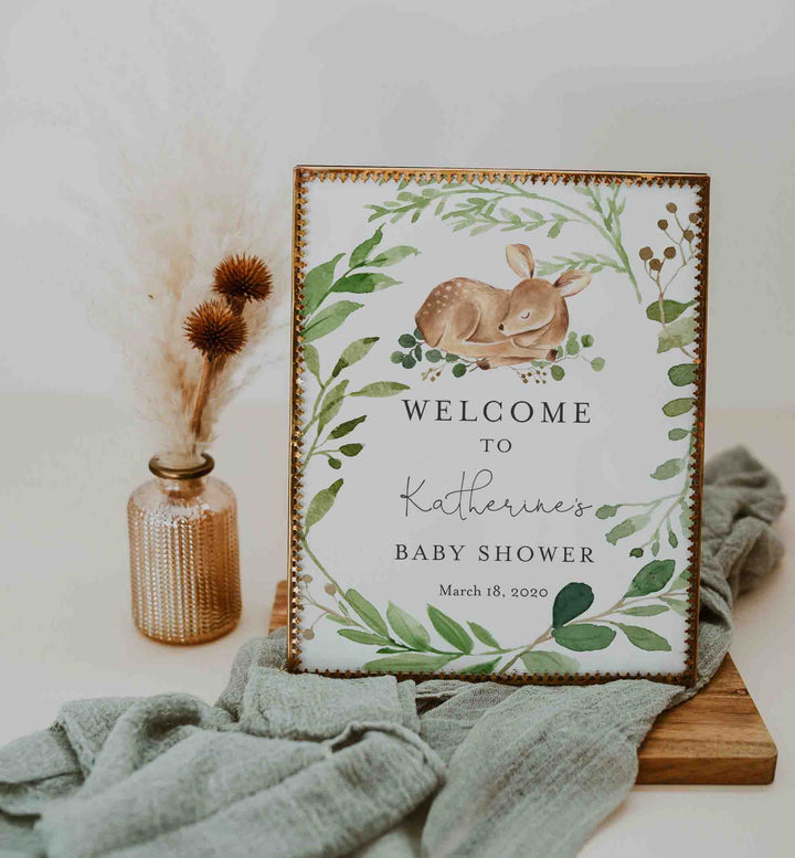 Baby Deer Baby Shower Welcome Sign Printable