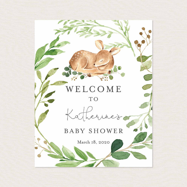 Baby Deer Baby Shower Welcome Sign Printable