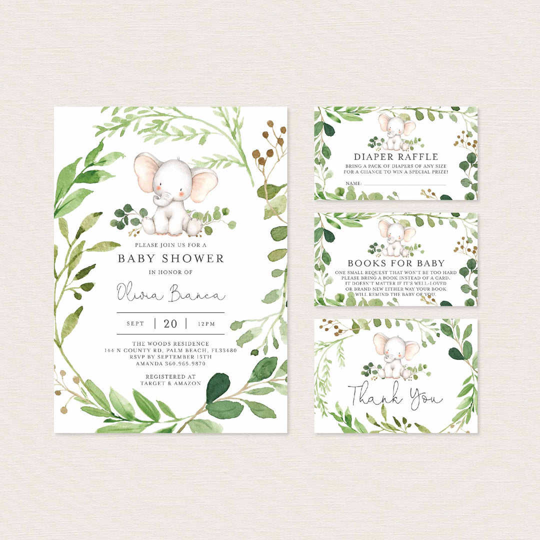 Baby Elephant Baby Shower Suite Printable