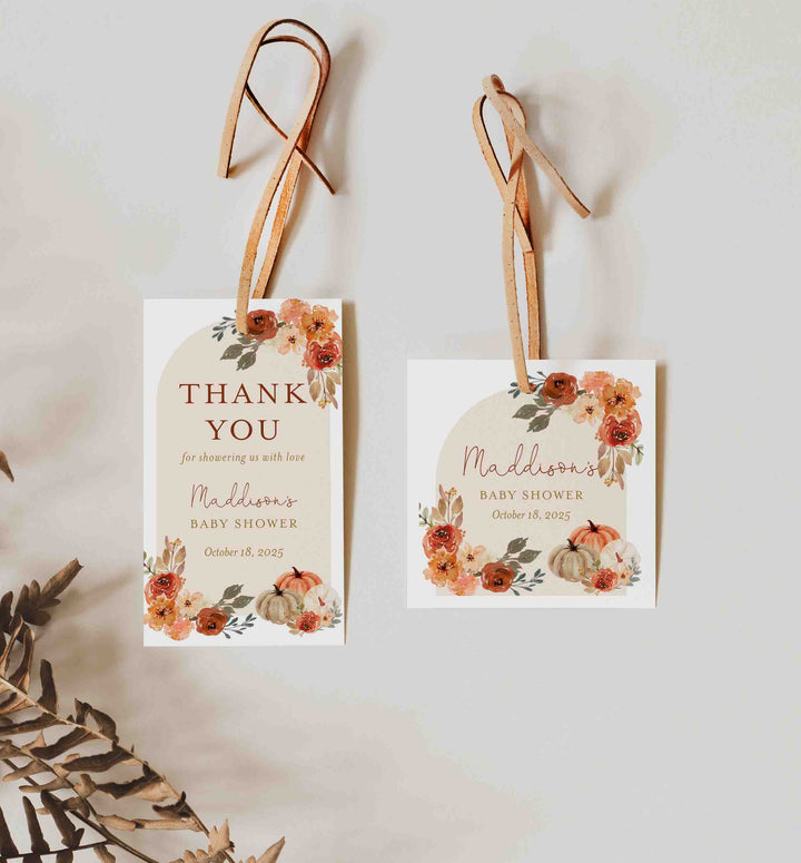 Floral Pumpkin Baby Shower Favour Tag Printable