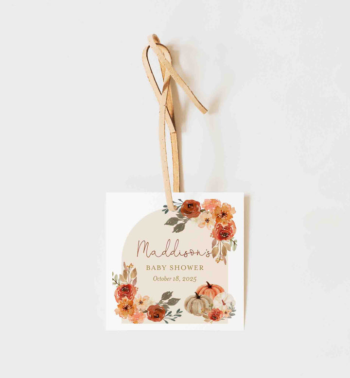 Floral Pumpkin Baby Shower Favour Tag Printable