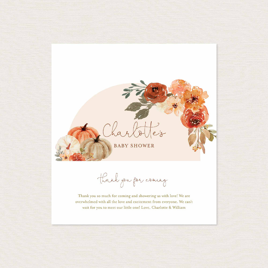 Floral Pumpkin Baby Shower Chocolate Bar Wrapper Printable