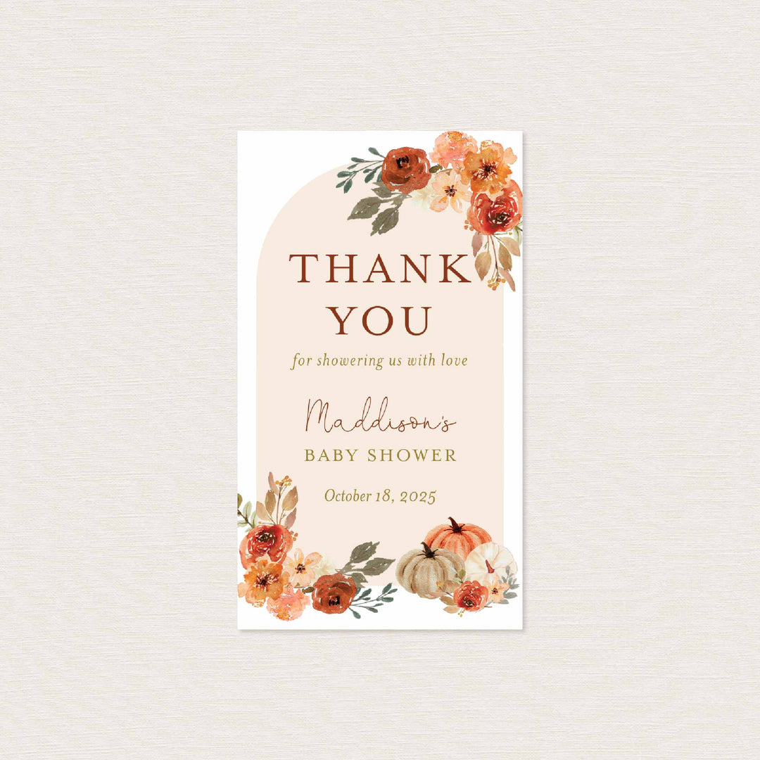 Floral Pumpkin Baby Shower Favour Tag Printable