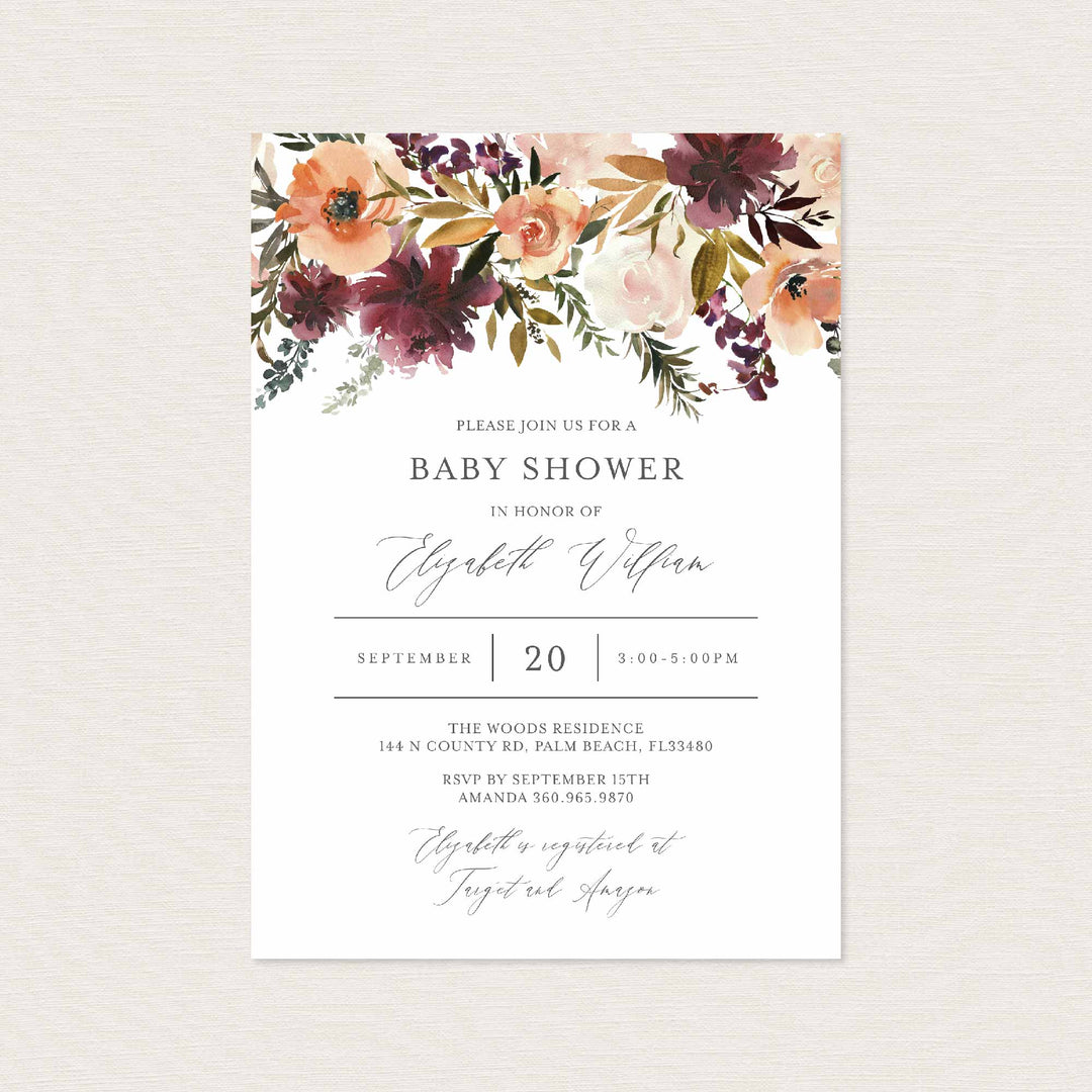 Romance Blush Baby Shower Invitation Printable