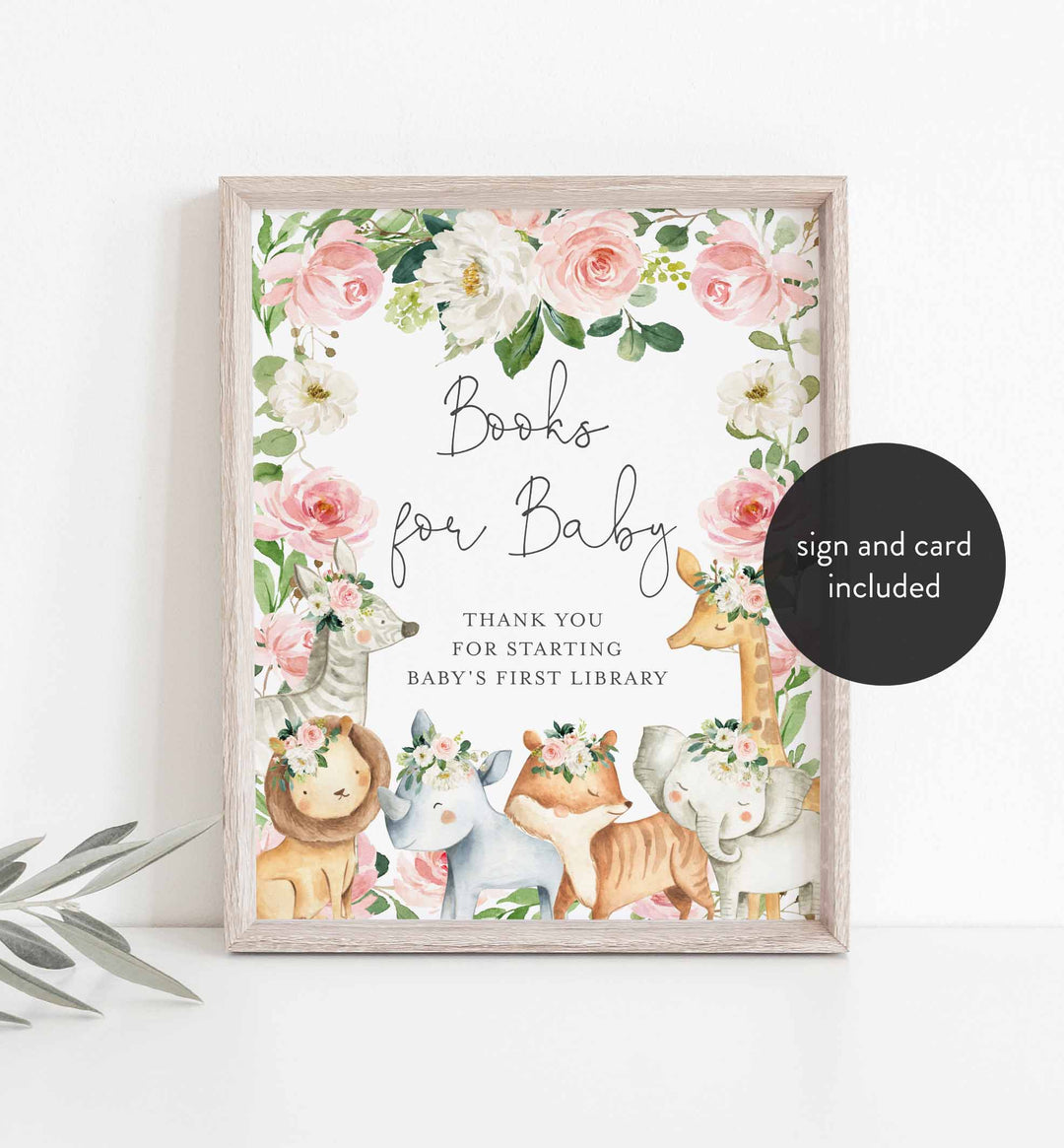 Safari Animals Blush Baby Shower Books For Baby Printable
