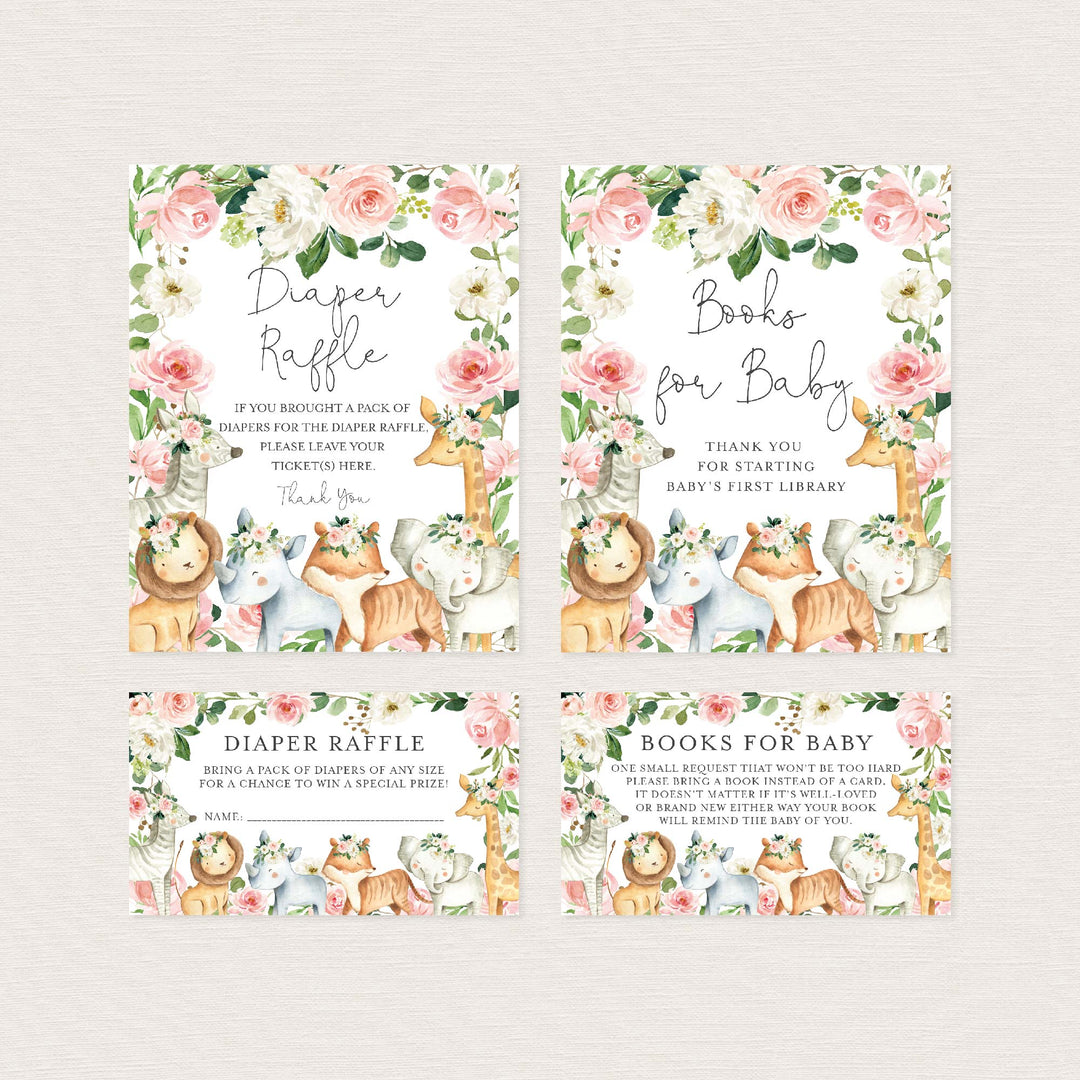 Safari Animals Blush Baby Shower Suite Printable