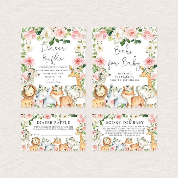 Safari Animals Blush Baby Shower Suite Printable