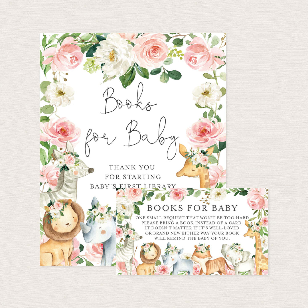 Safari Animals Blush Baby Shower Books For Baby Printable