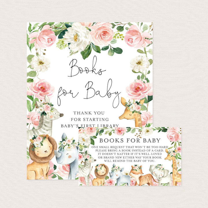 Safari Animals Blush Baby Shower Books For Baby Printable