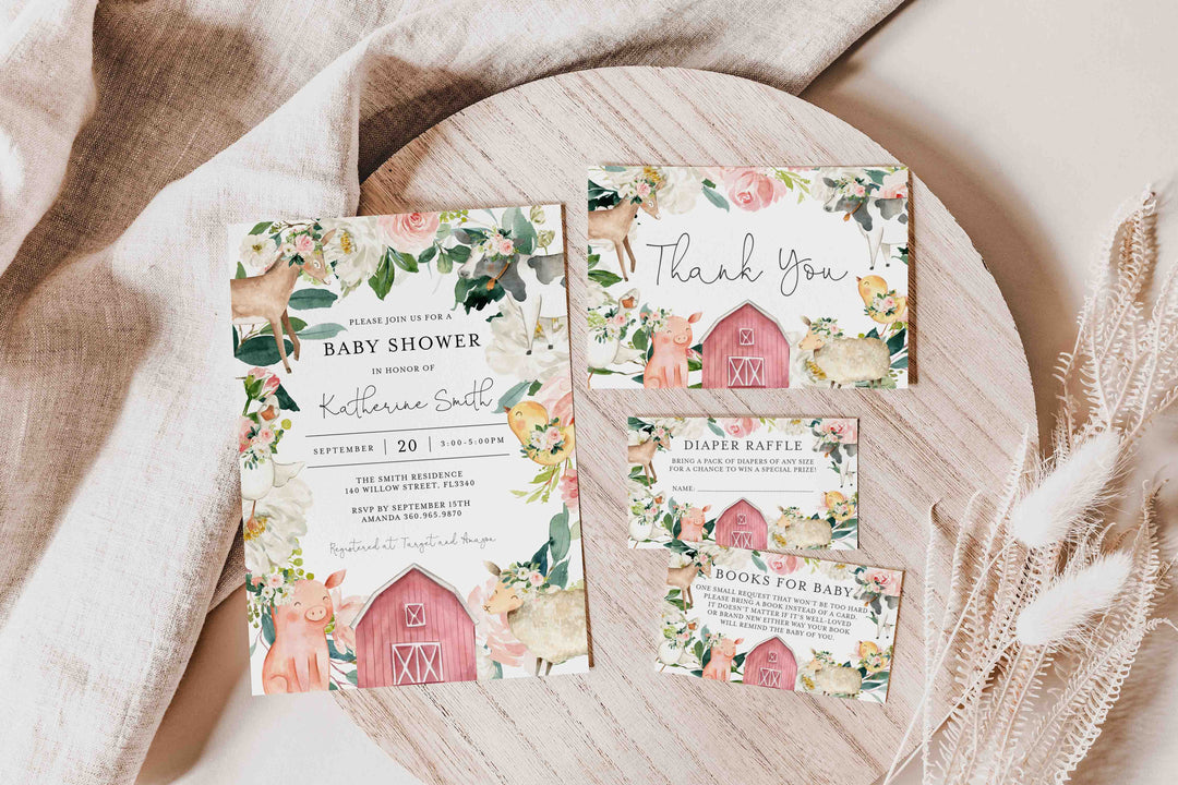 On The Farm Blush Baby Shower Suite Printable