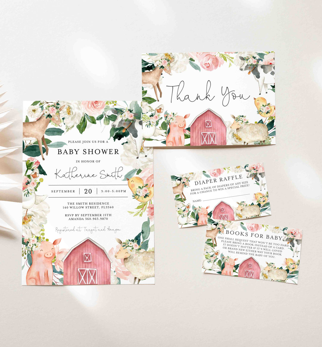 On The Farm Blush Baby Shower Suite Printable