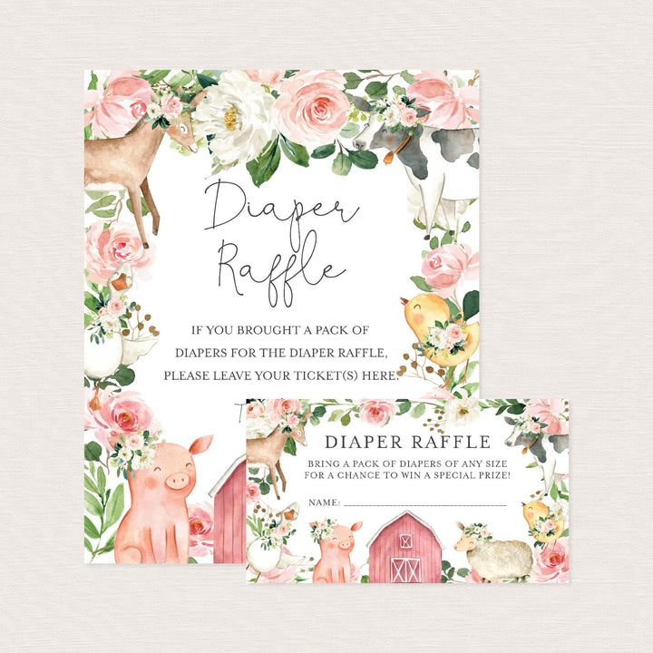 On The Farm Blush Baby Shower Diaper Raffle Printable