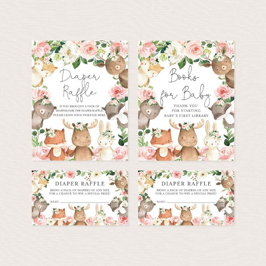 Woodland Friends Blush Baby Shower Suite Printable