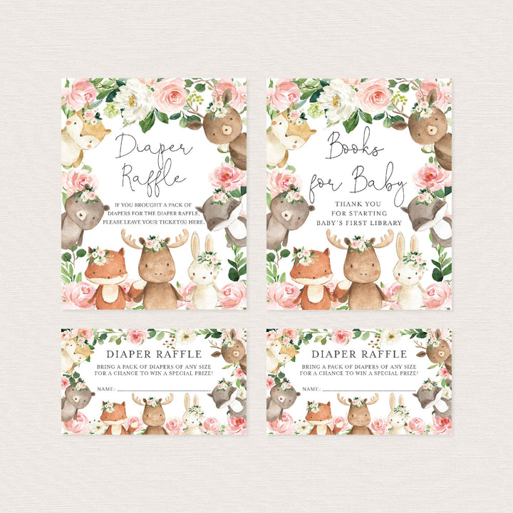 Woodland Friends Blush Baby Shower Suite Printable