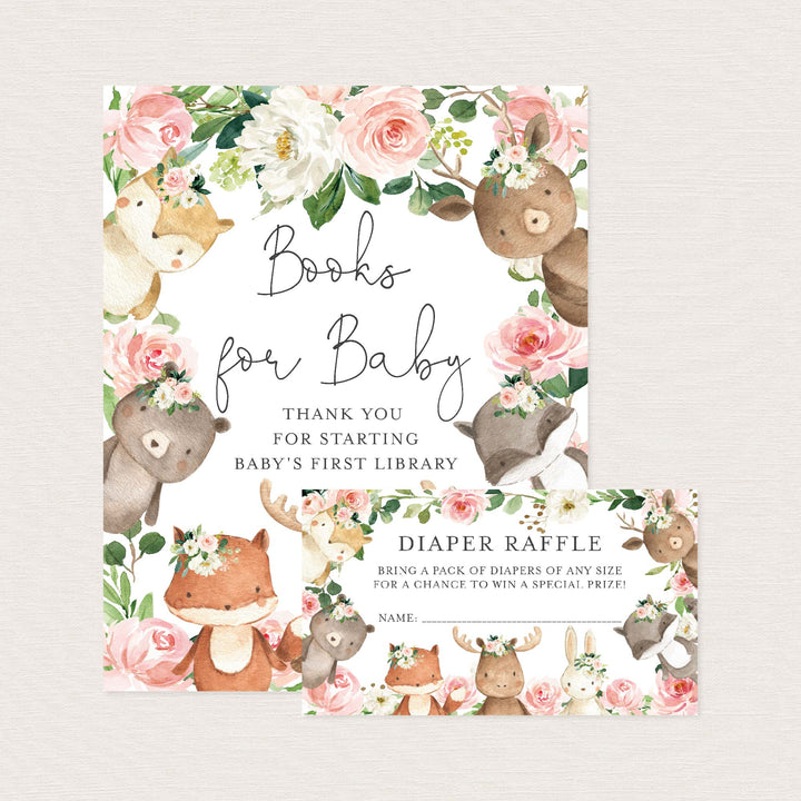 Woodland Friends Blush Baby Shower Books For Baby Printable