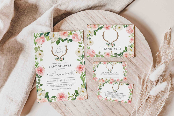 Antler Blush Baby Shower Suite Printable