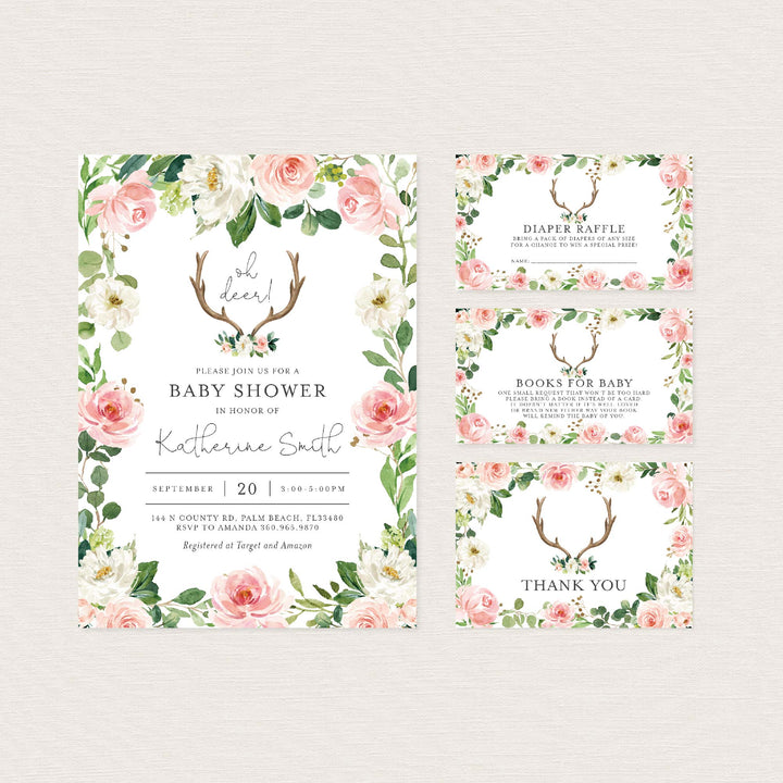 Antler Blush Baby Shower Suite Printable