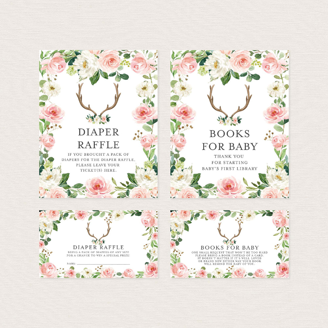 Antler Blush Baby Shower Suite Printable