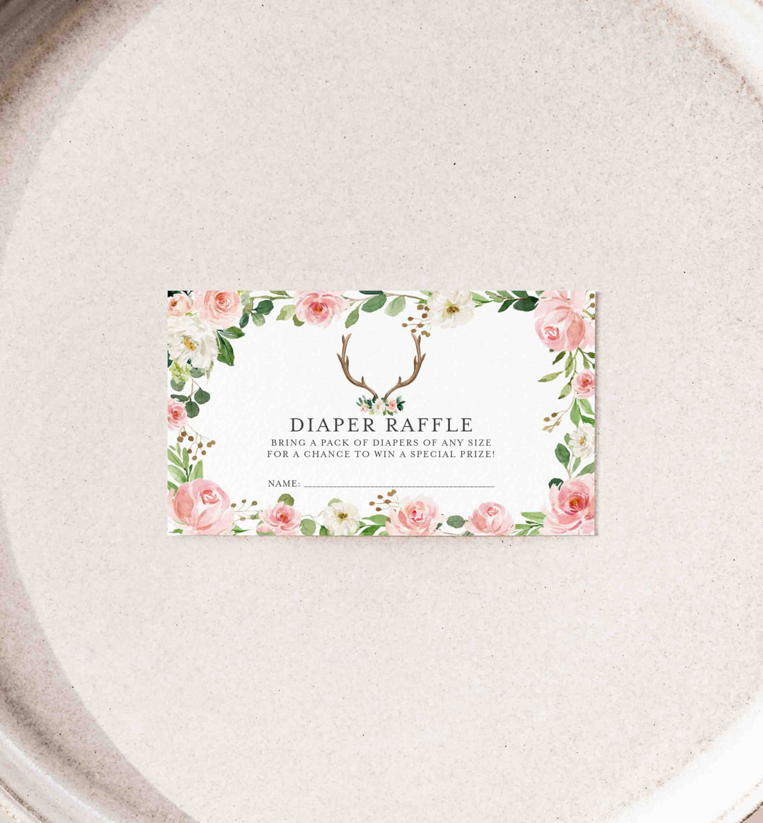 Antler Blush Baby Shower Diaper Raffle Printable