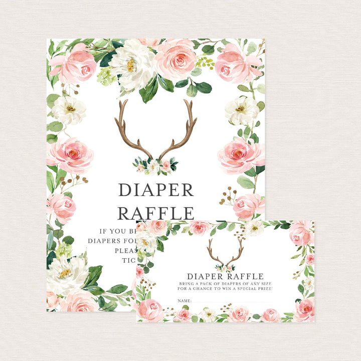 Antler Blush Baby Shower Diaper Raffle Printable