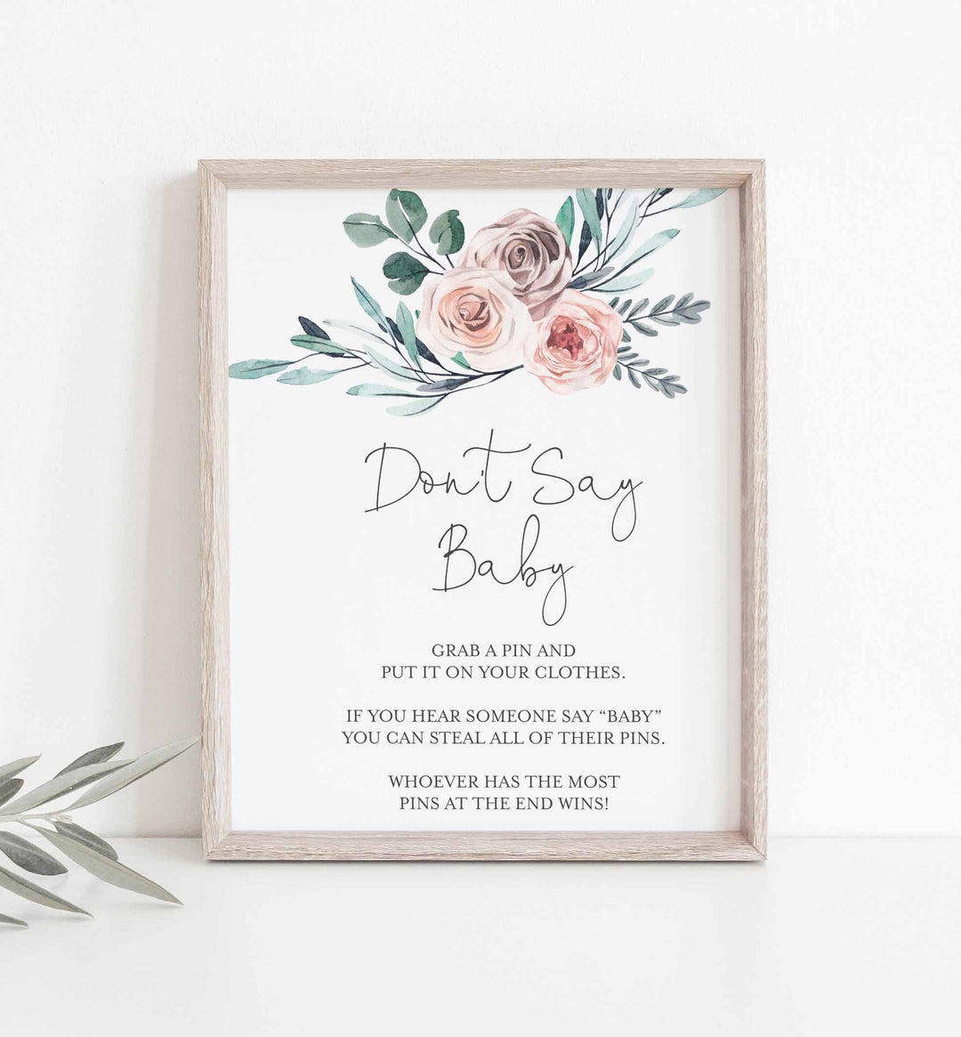Boho Rose Baby Shower Don't Say Baby Game Printable