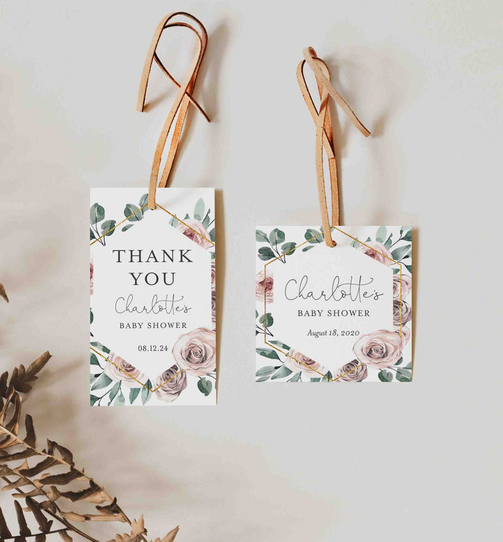 Boho Rose Baby Shower Favour Tag Printable