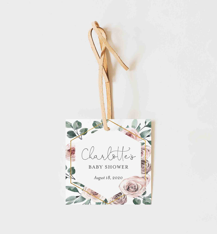Boho Rose Baby Shower Favour Tag Printable