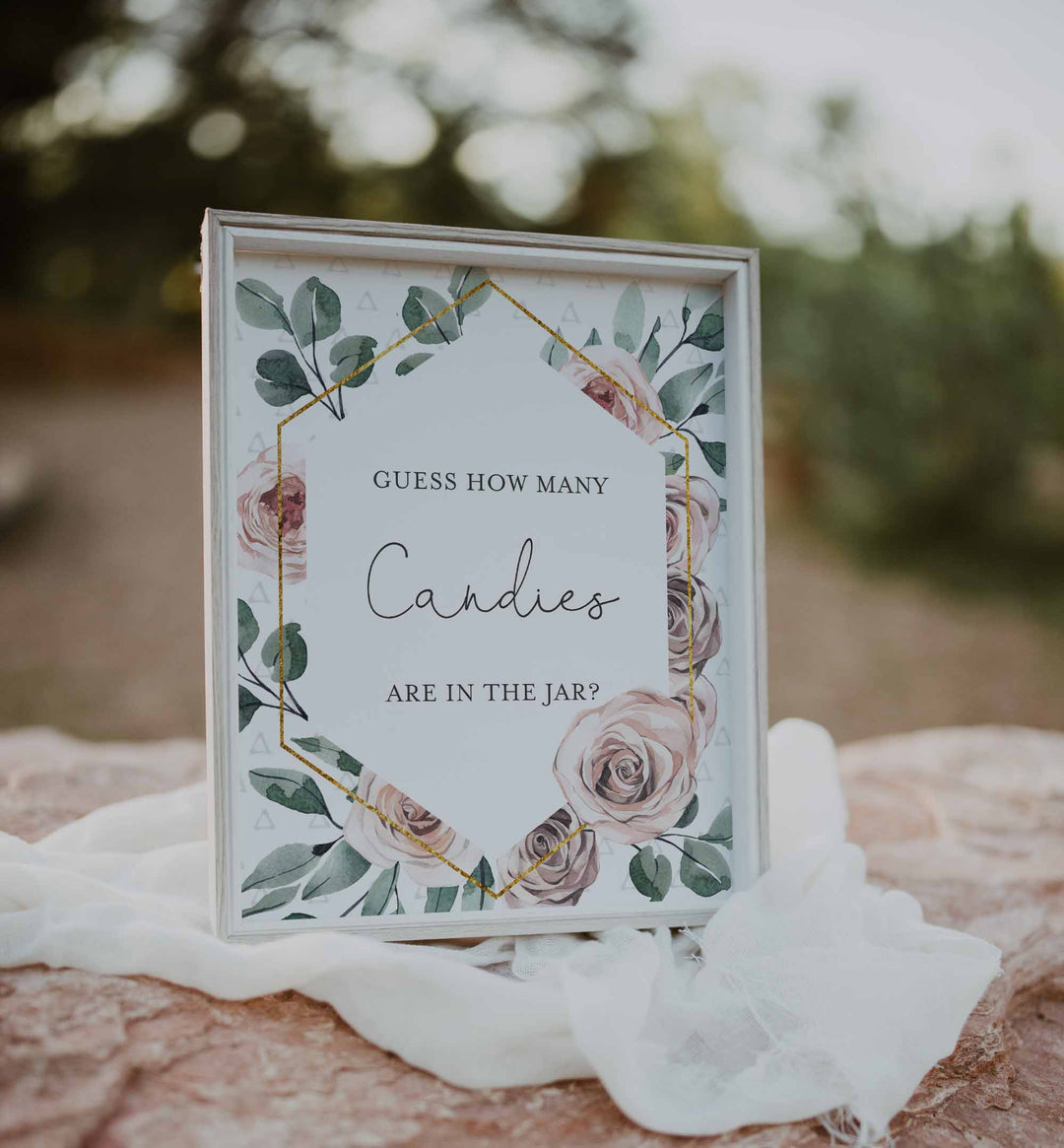 Boho Rose Baby Shower Guess How Many Candies Game Printable