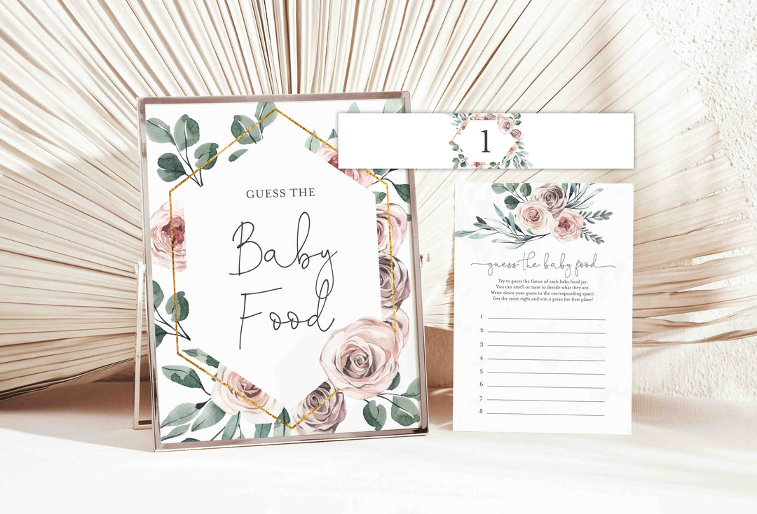 Boho Rose Baby Shower Guess The Baby Food Game Printable