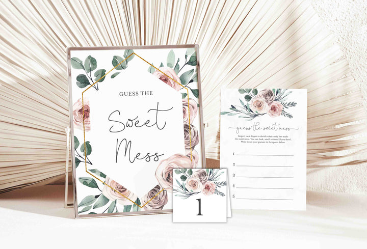 Boho Rose Baby Shower Guess The Sweet Mess Game Printable