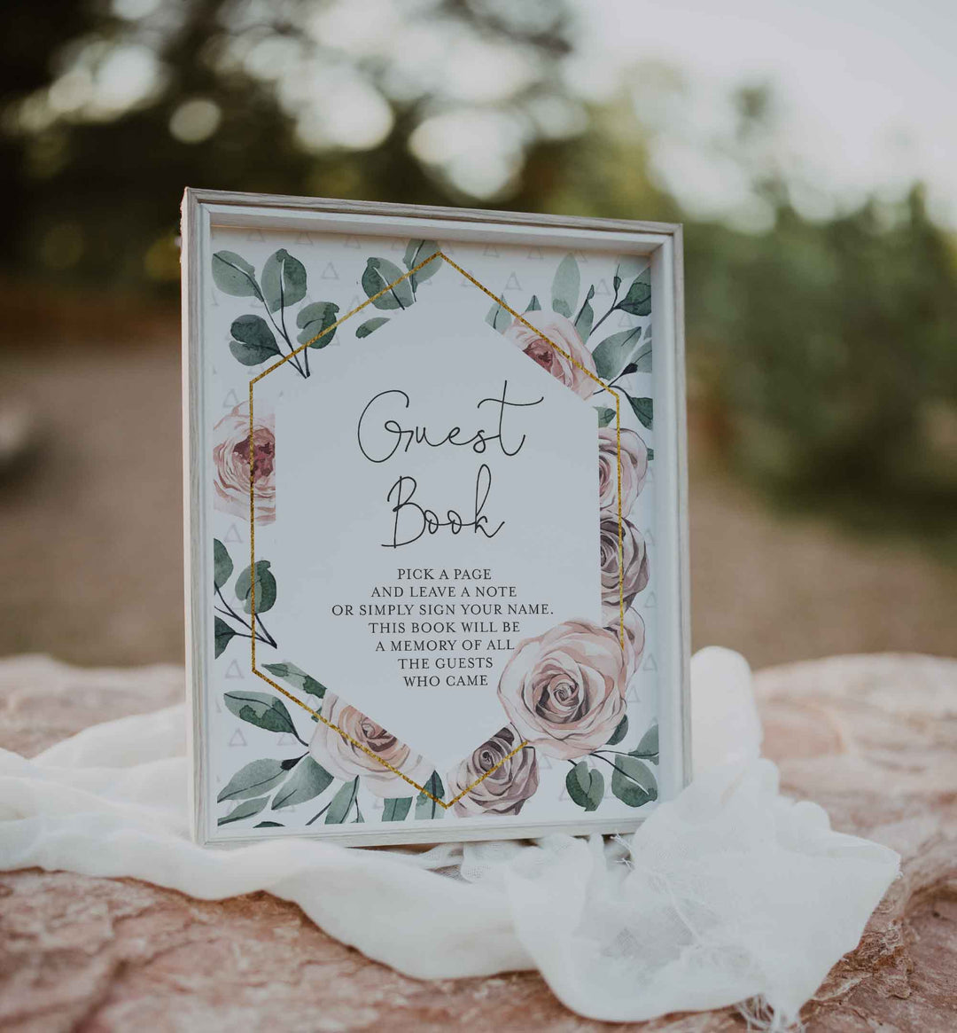 Boho Rose Baby Shower Guestbook Sign Printable