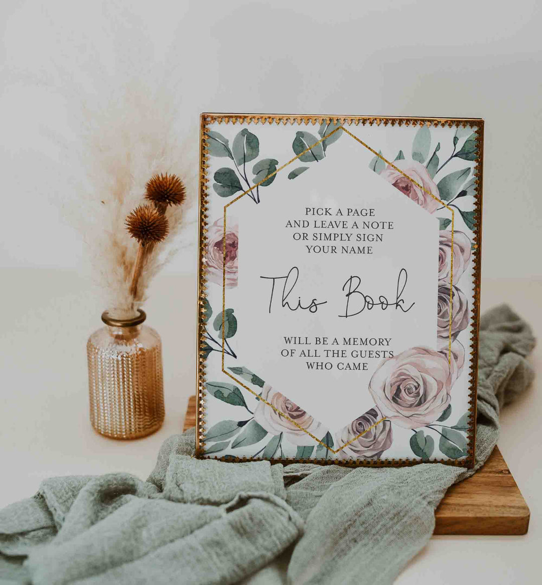 Boho Rose Baby Shower Guestbook Sign Printable