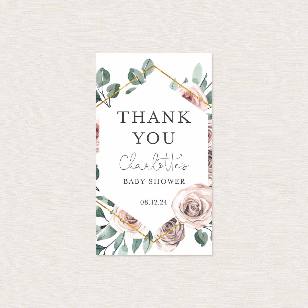 Boho Rose Baby Shower Favour Tag Printable