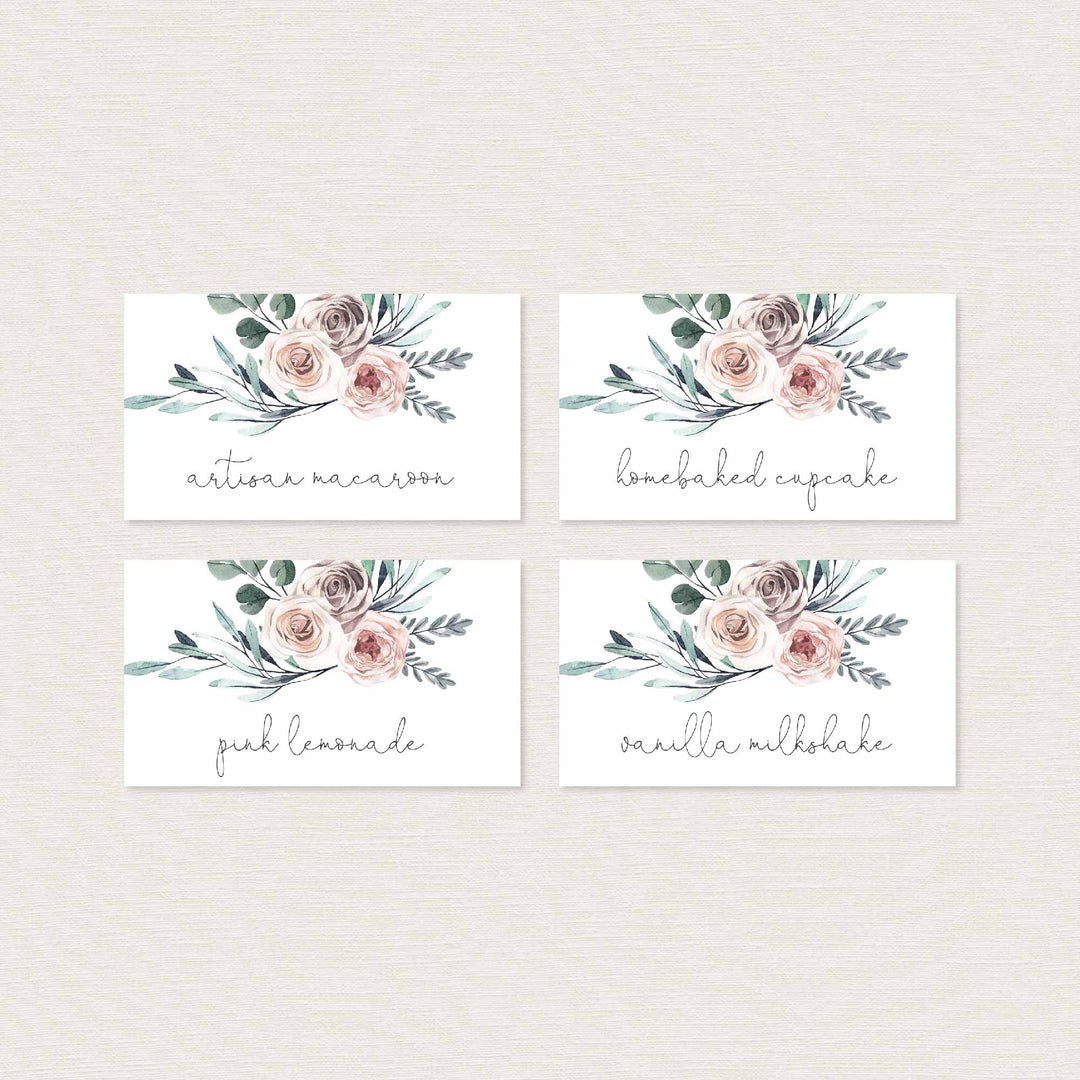 Boho Rose Baby Shower Food Labels Printable