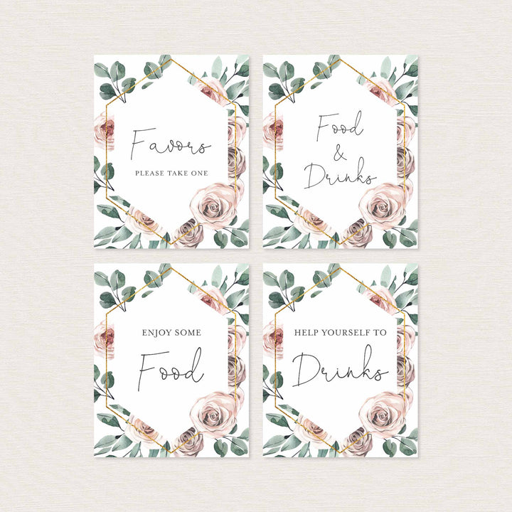 Boho Rose Baby Shower Table Signs Bundle Printable
