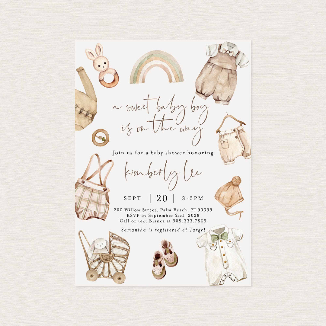 Boho Baby Boy Baby Shower Invitation Printable