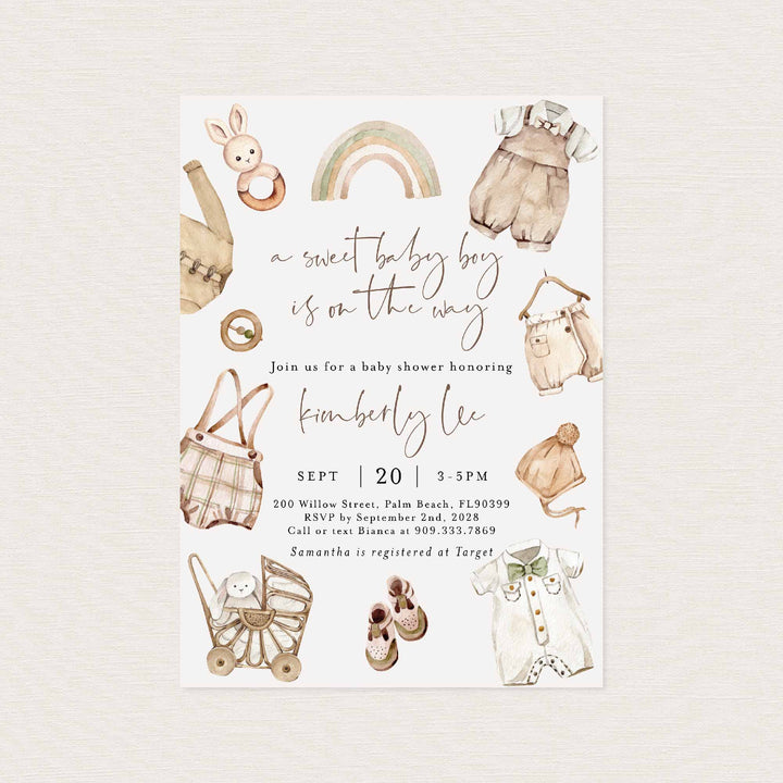 Boho Baby Boy Baby Shower Invitation Printable