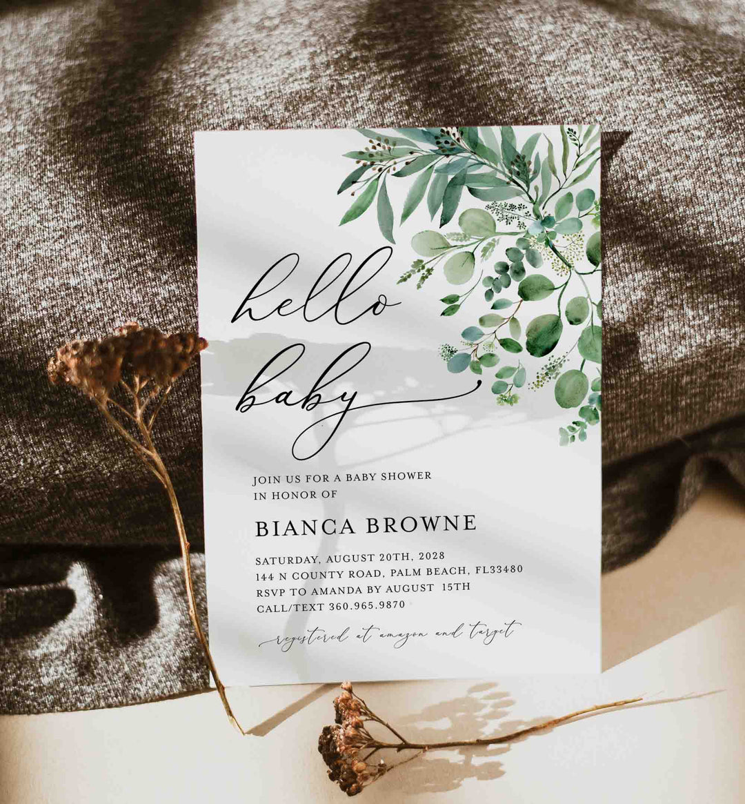 Greenery Baby Shower Invitation Printable