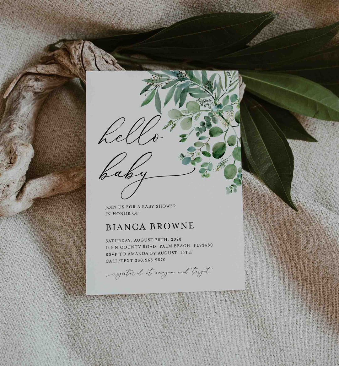 Greenery Baby Shower Invitation Printable