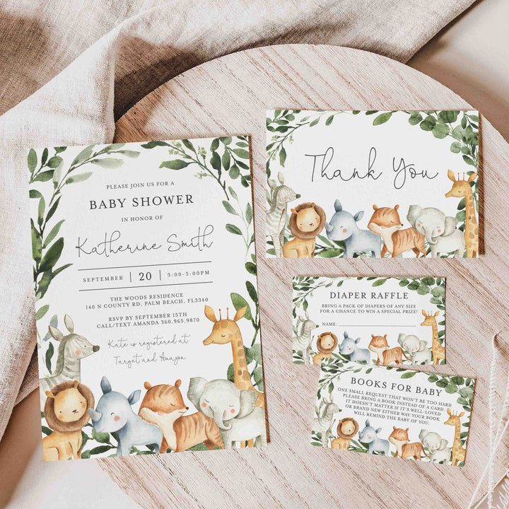 Safari Animals Baby Shower Suite Printable