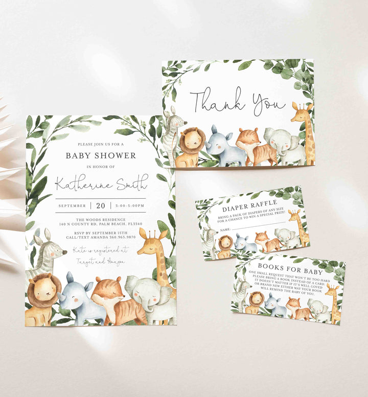 Safari Animals Baby Shower Suite Printable